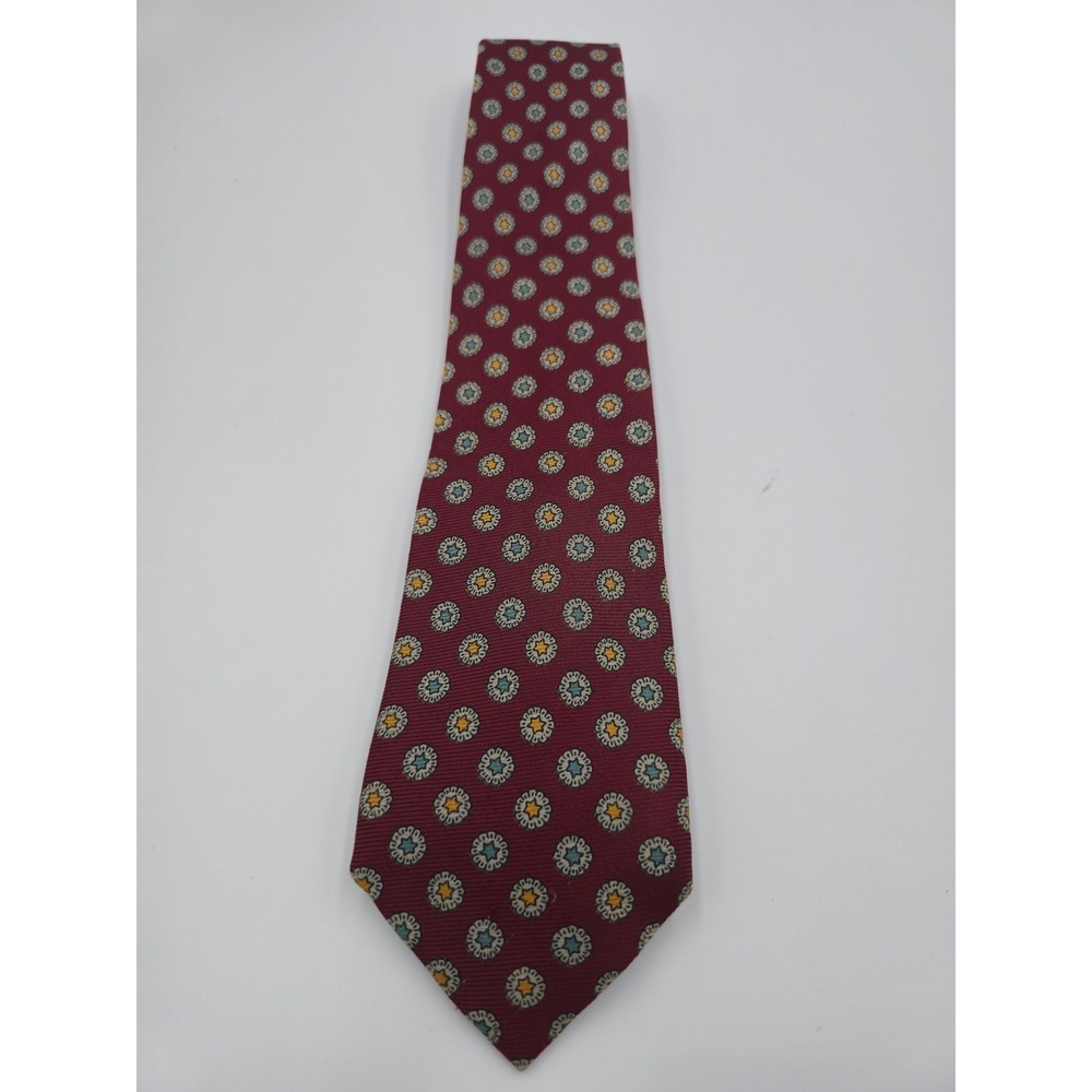 Liberty of London Mens Silk Tie Burgundy Medallion Geometric Made in USA